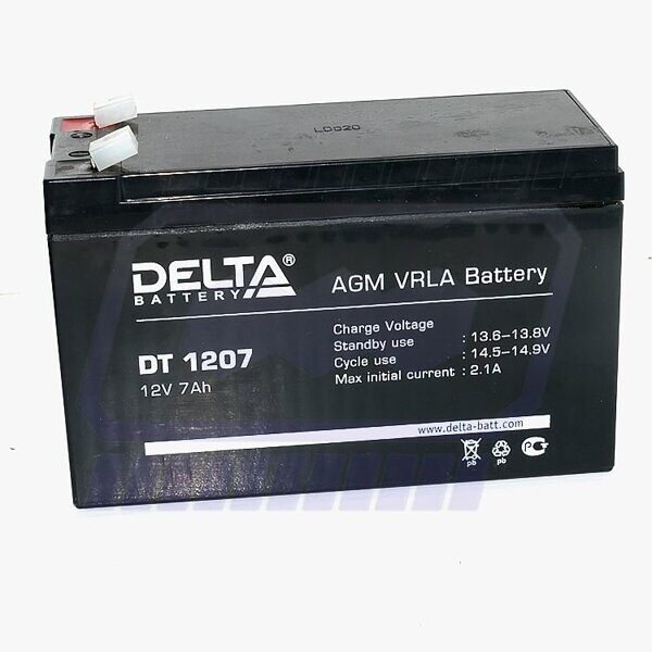Аккумулятор кислотный 12V 7.0Ah Delta DT1207 151*65*102